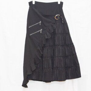 Vgt Miss Kelly 1999 Goth Ruffle Tiered Lace Up Corset Belted Maxi Black Skirt 10